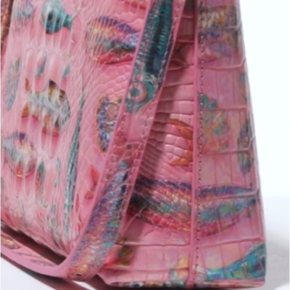 BRAHMIN Pink Sardine Crossbody Limited Edition glossy Melbourne croc embossed - Picture 6 of 9